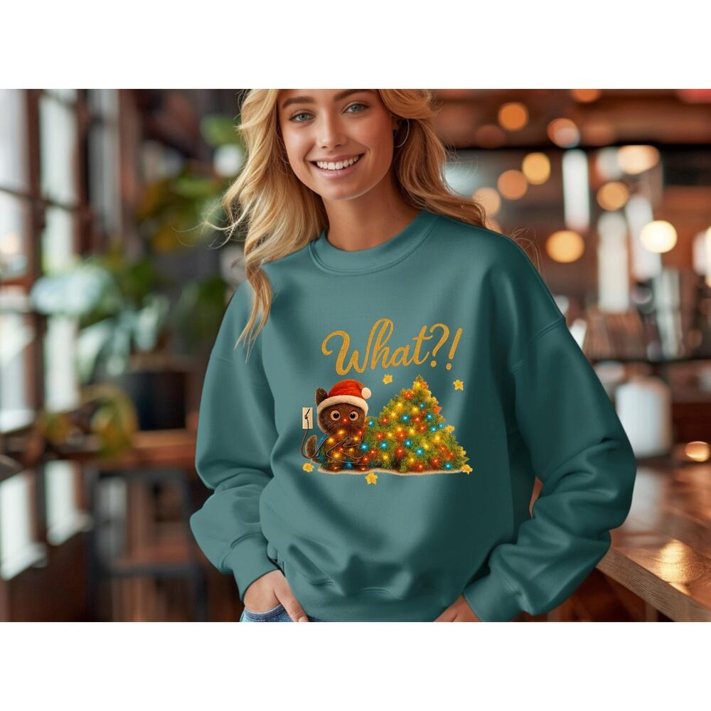 Funny Black Cat Christmas Sweatshirt, Xmas Holiday Tee tshirt
